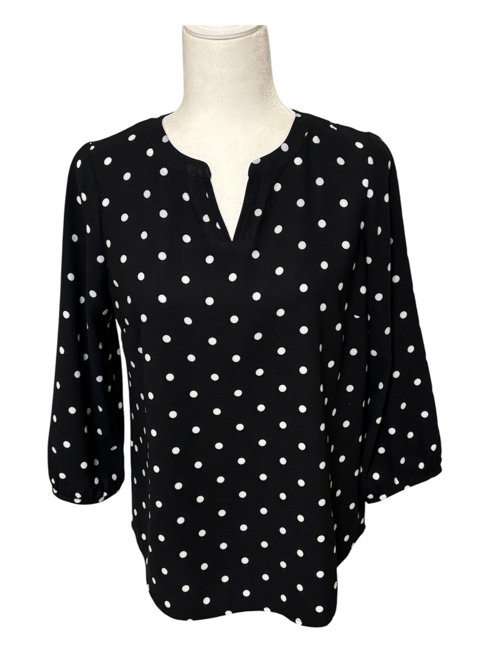 TALBOTS Black and White Polka Dot Top Size SP